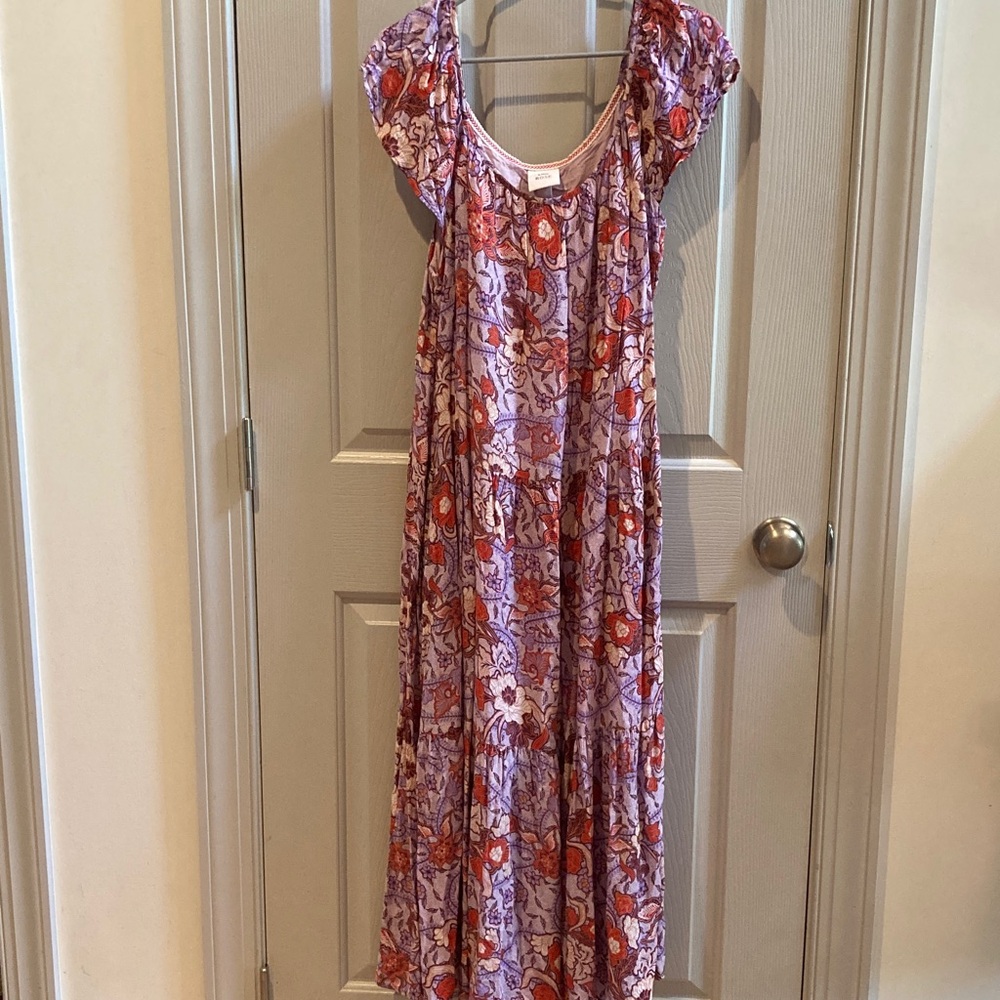 Knox Rose Purple Floral Maxi Dress with Red Accents
